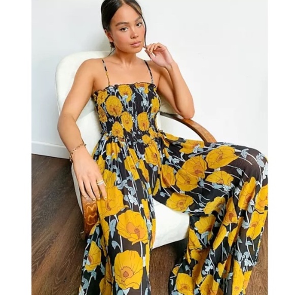 Free People Pants - Free People Sophia floral jumpsuit in black combo